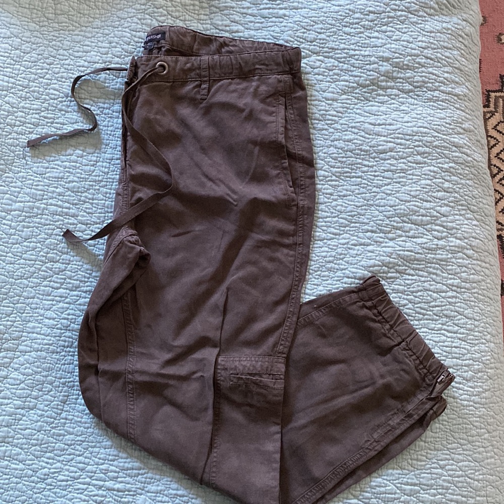 Eileen Fisher linen cargo drawstring pants